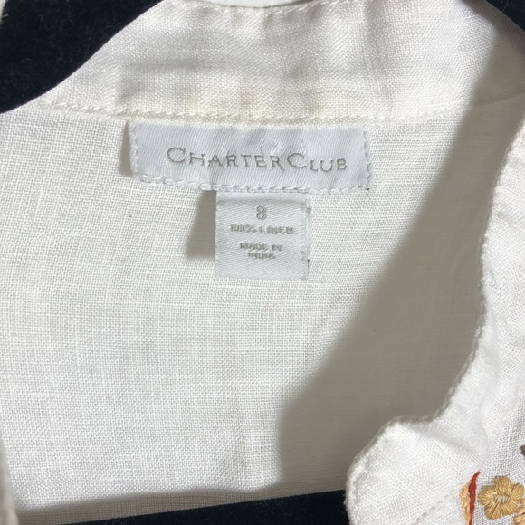 100% Linen Embroidered Top SzM - Picture 3 of 5